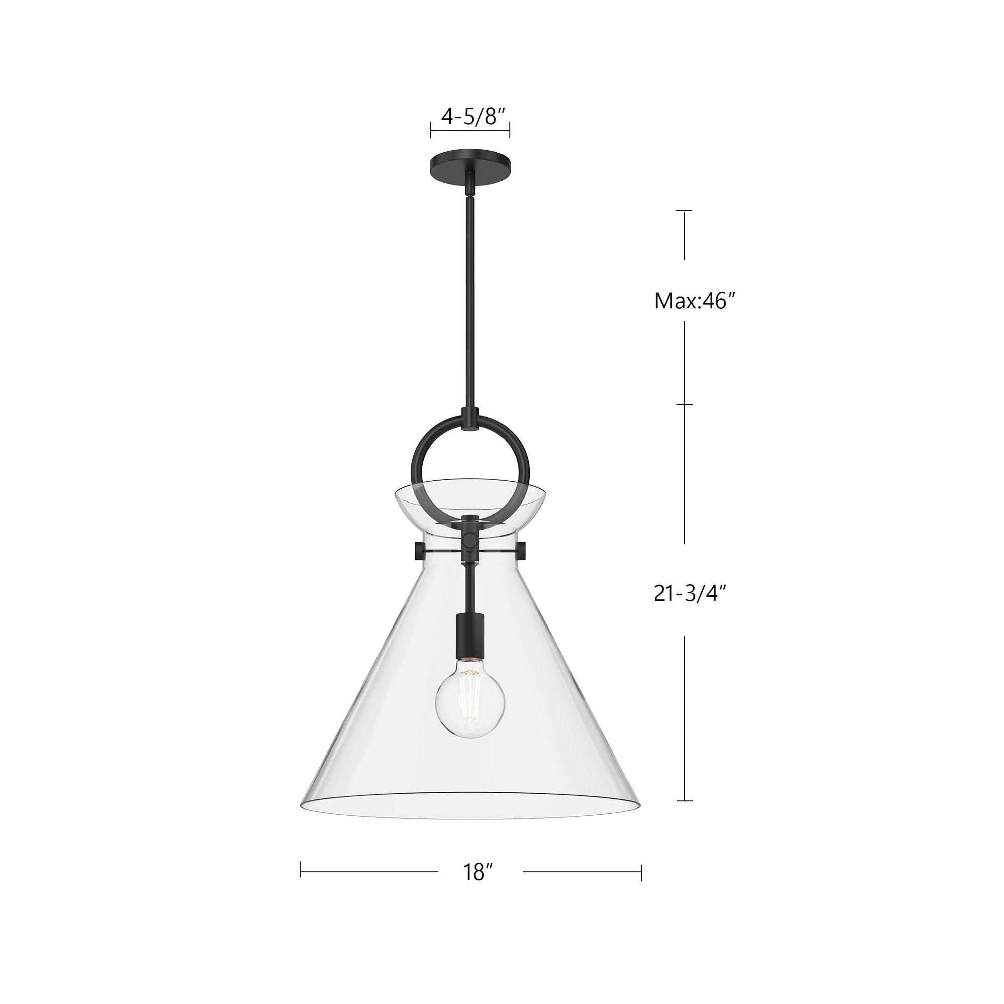 Image 6 Alora Mood Emerson E26 18-in Matte Black/Glossy Opal Glass Pendant more views