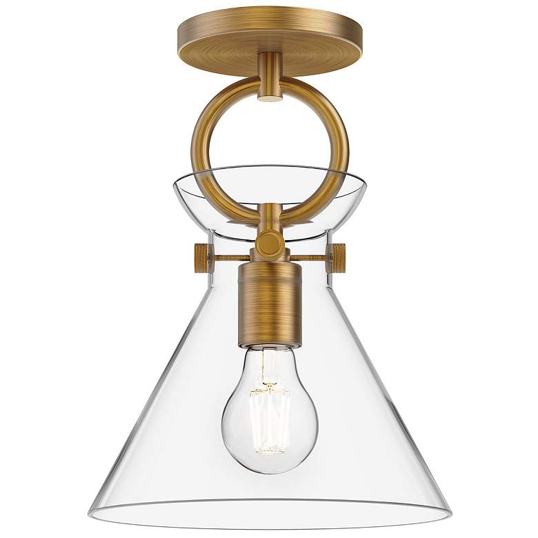 Image 1 Alora Mood Emerson E26 9-in Aged Gold/Clear Semi-Flush Mount