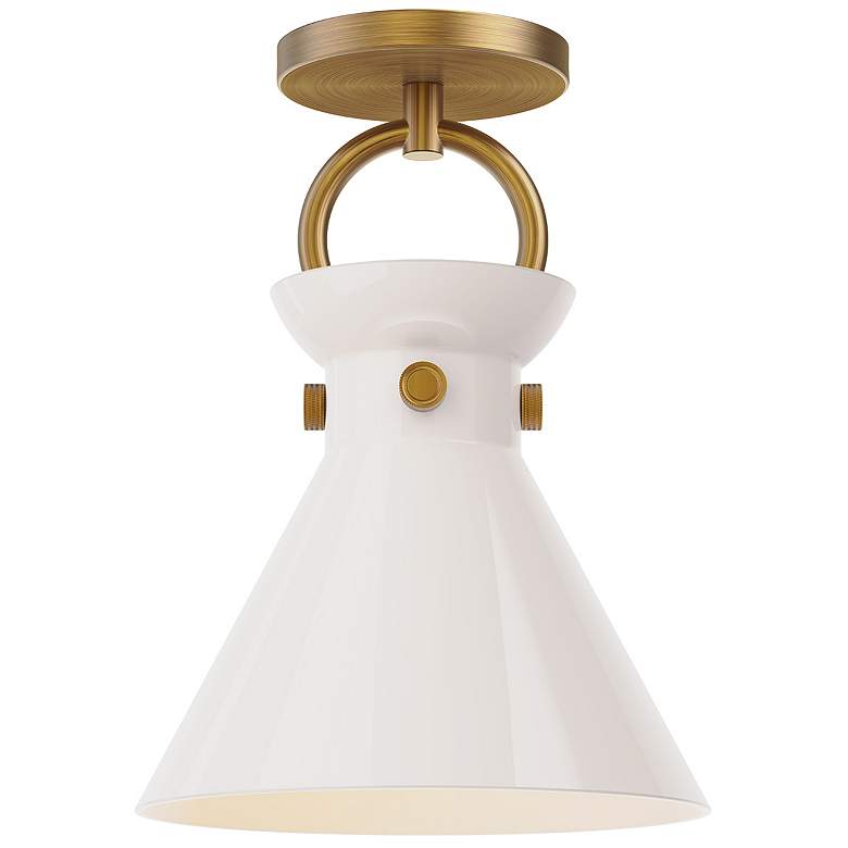 Image 1 Alora Mood Emerson E26 9-in Aged Gold/Glossy Opal Glass Semi-Flush Mount
