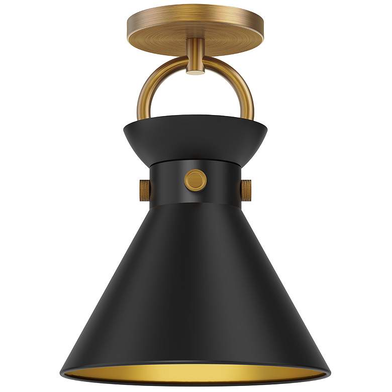 Image 1 Alora Mood Emerson E26 9-in Aged Gold/Matte Black Semi-Flush Mount