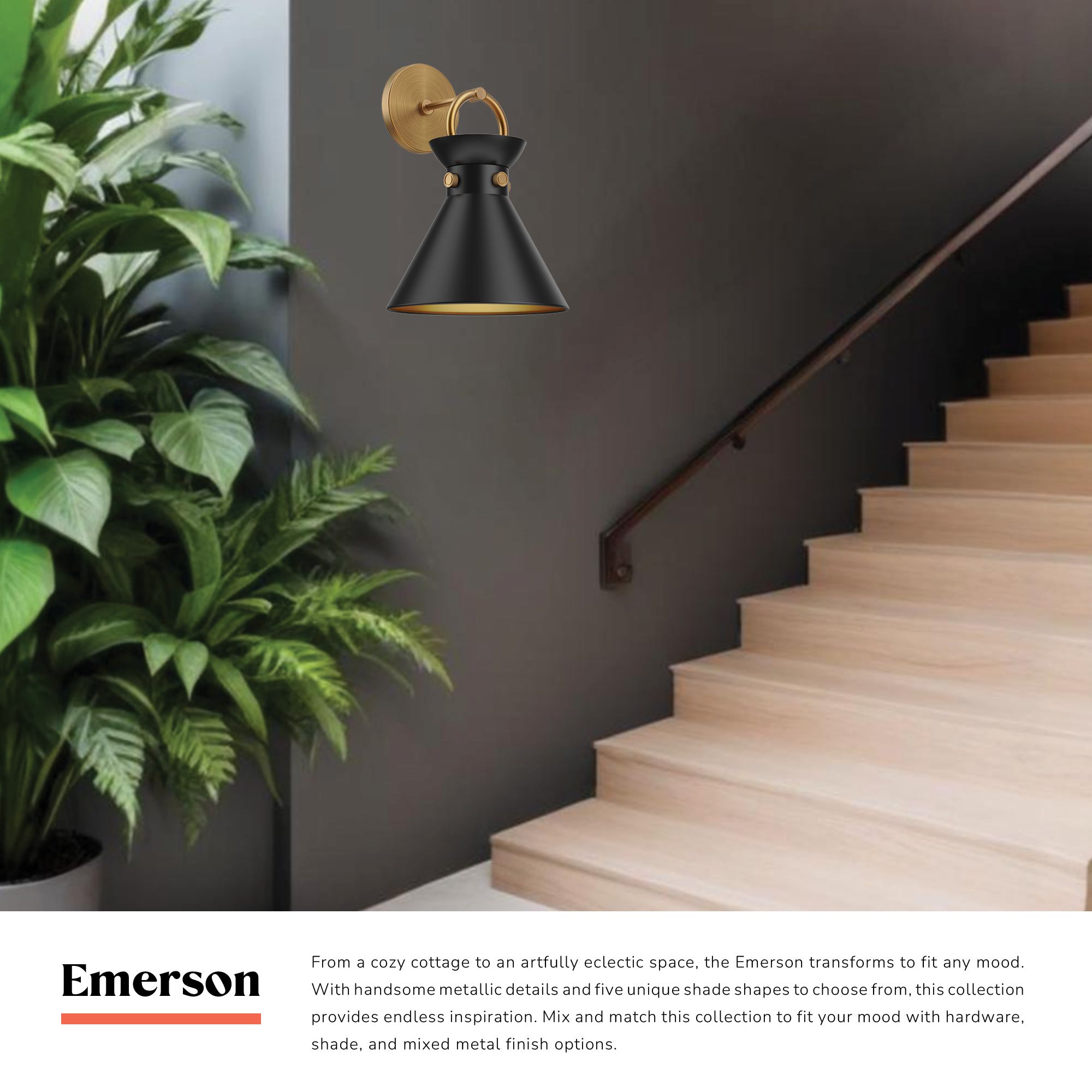 Image 3 Alora Mood Emerson E26 9-in Aged Gold/Matte Black Wall Vanity more views