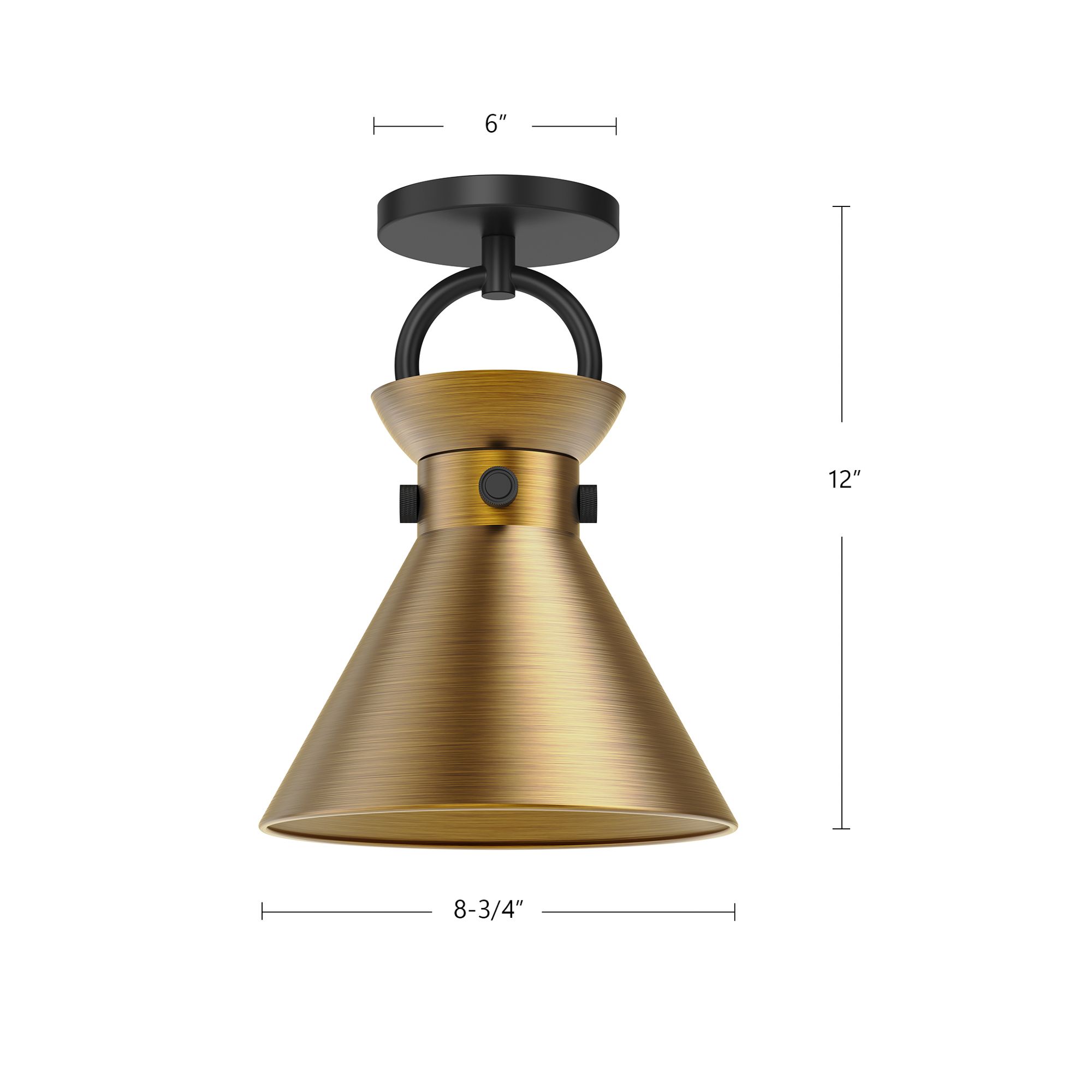 Image 6 Alora Mood Emerson E26 9-in Matte Black/Aged Gold Semi-Flush Mount more views