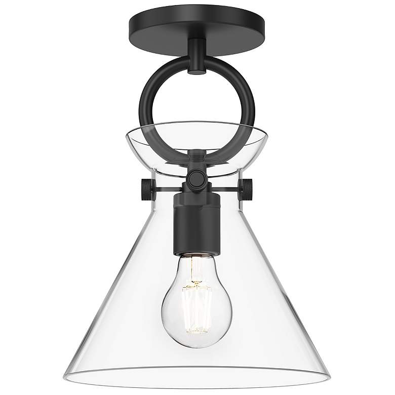 Image 1 Alora Mood Emerson E26 9-in Matte Black/Clear Glass Semi-Flush Mount