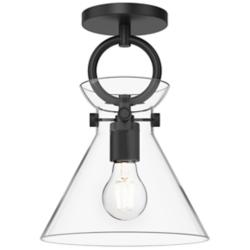 Alora Mood Emerson E26 9-in Matte Black/Clear Glass Semi-Flush Mount