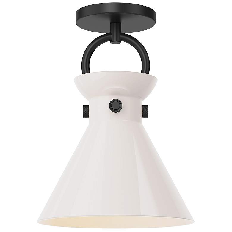 Image 1 Alora Mood Emerson E26 9-in Matte Black/Glossy Opal Glass Semi-Flush Mount
