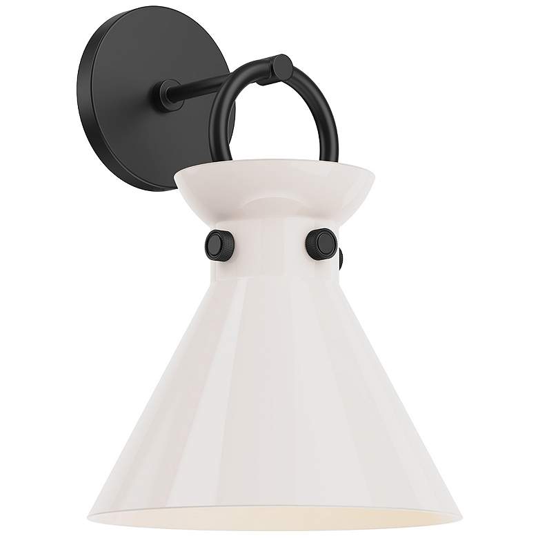 Image 1 Alora Mood Emerson E26 9-in Matte Black/Glossy Opal Glass Wall Vanity