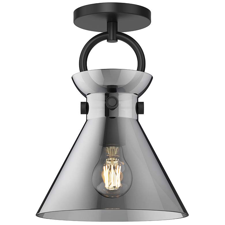 Image 1 Alora Mood Emerson E26 9-in Matte Black/Smoked Semi-Flush Mount