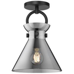 Alora Mood Emerson E26 9-in Matte Black/Smoked Semi-Flush Mount