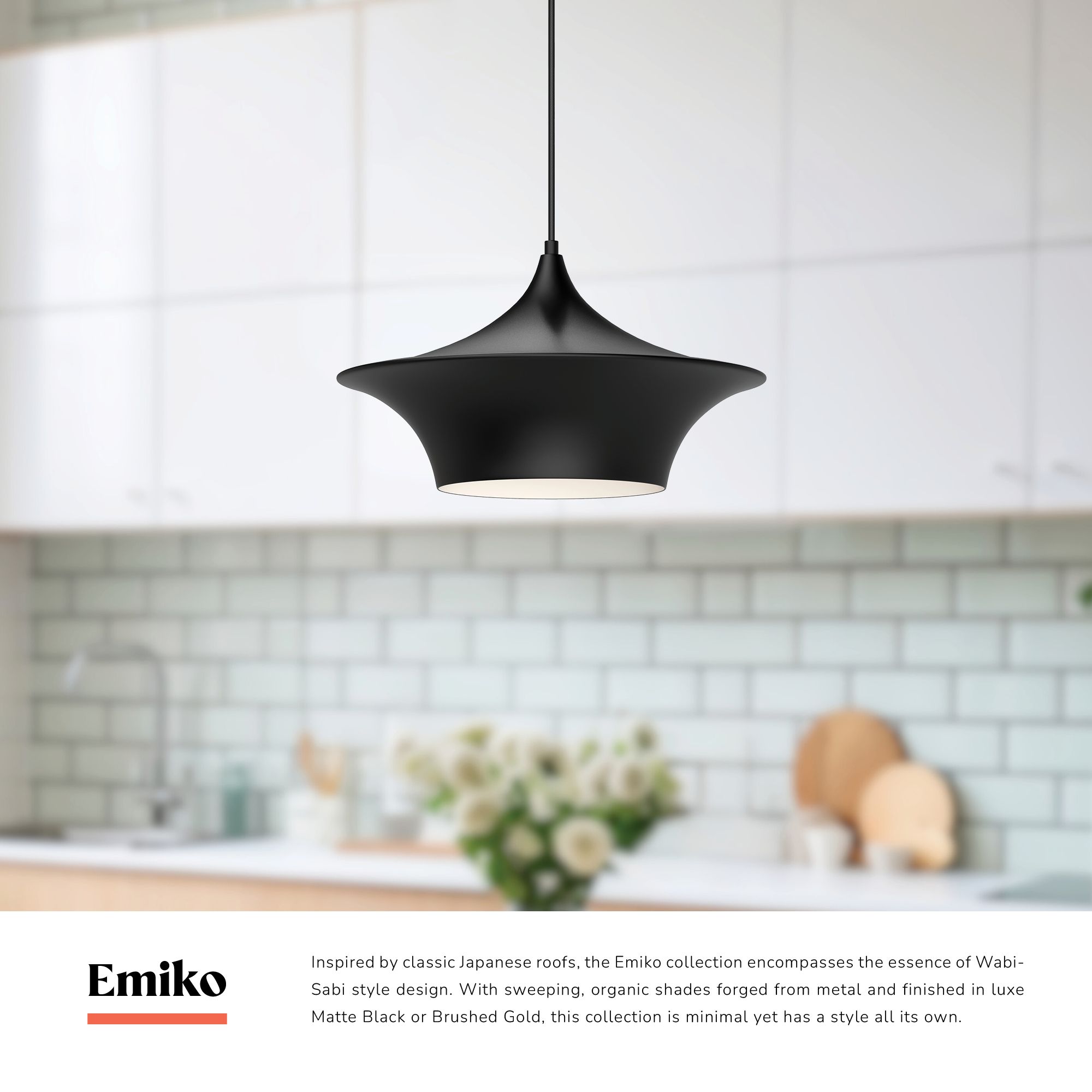 Image 3 Alora Mood Emiko E26 16-in Matte Black Pendant more views