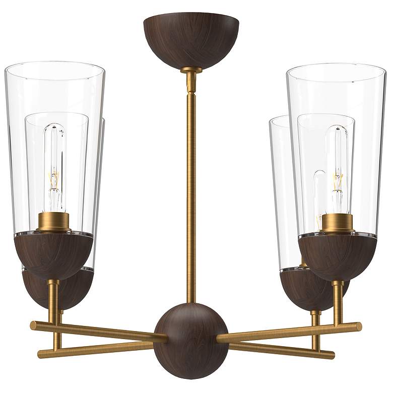 Image 1 Alora Mood Emil E26 25-in Aged Gold/Walnut 4 Lights Chandeliers