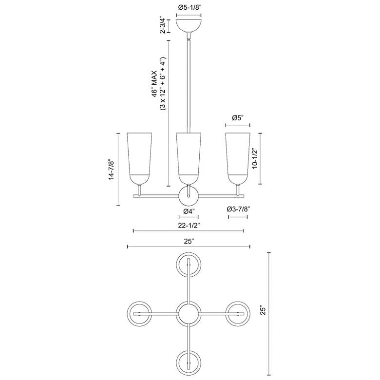 Image 3 Alora Mood Emil E26 25-in Matte Black/Walnut 4 Lights Chandeliers more views
