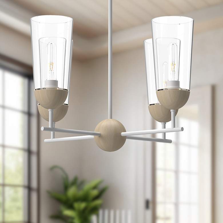 Image 1 Alora Mood Emil E26 25-in White/White Oak 4 Lights Chandeliers