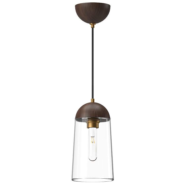 Image 1 Alora Mood Emil E26 6-in Aged Gold/Walnut Pendant