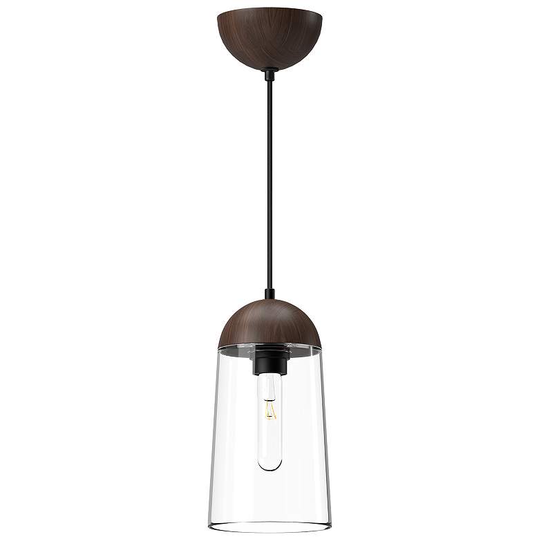 Image 1 Alora Mood Emil E26 6-in Matte Black/Walnut Pendant