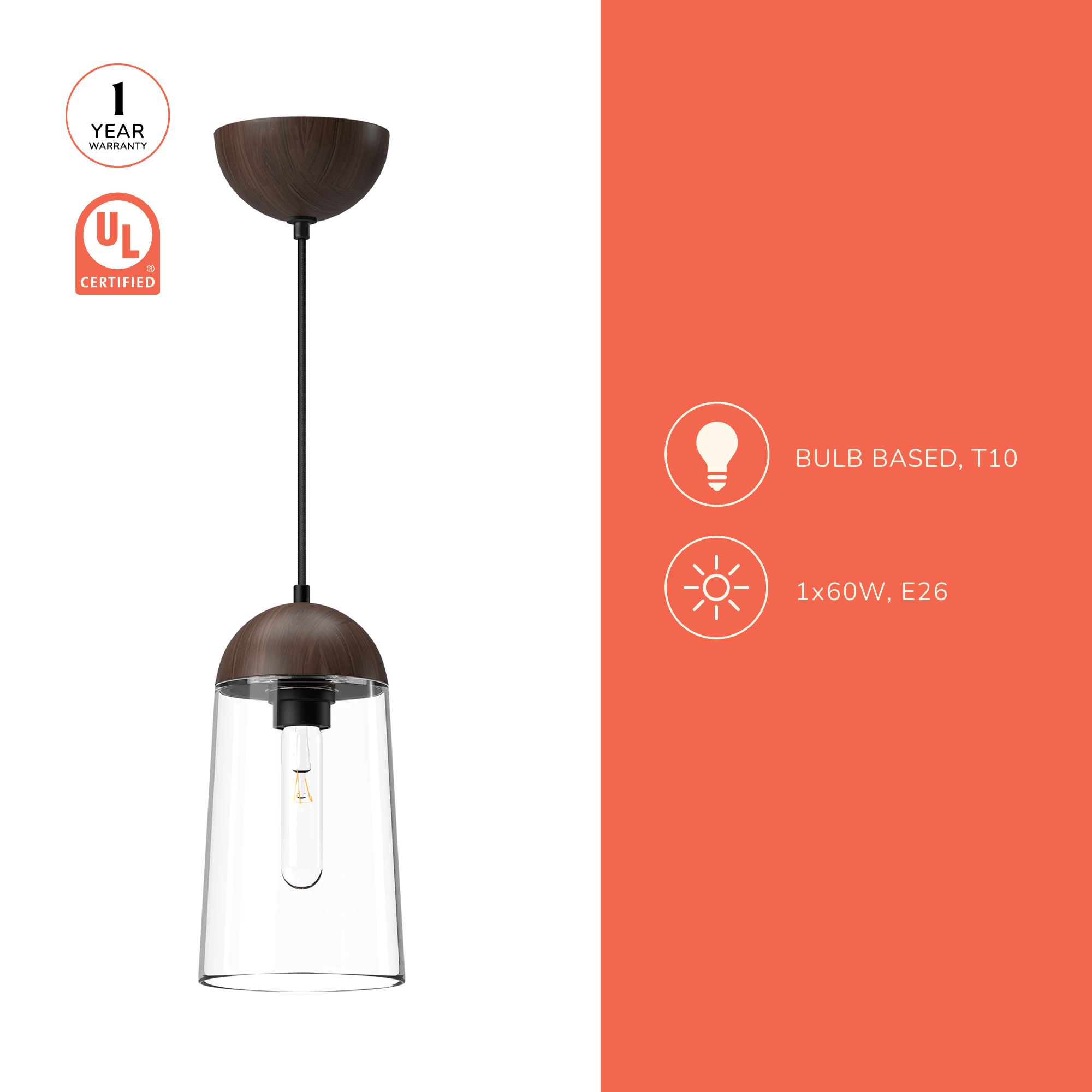 Image 4 Alora Mood Emil E26 6-in White/White Oak Pendant more views