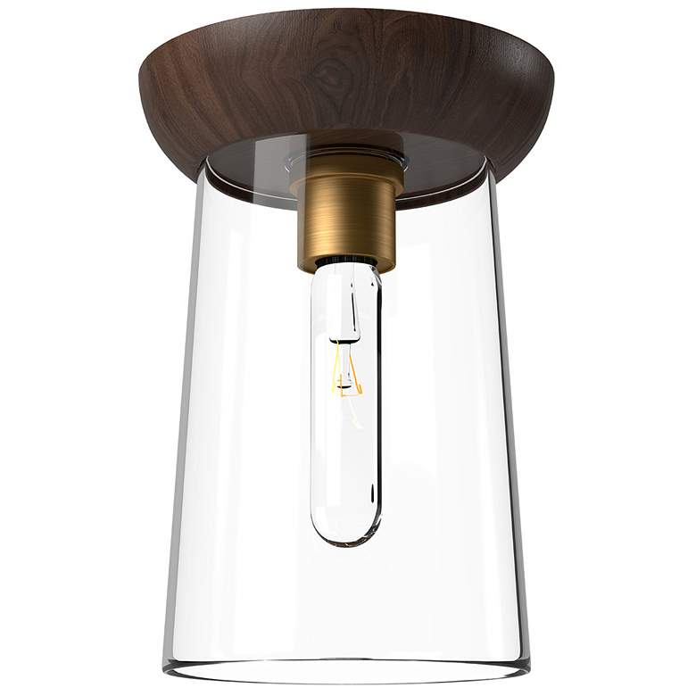 Image 1 Alora Mood Emil E26 7-in Aged Gold/Walnut Flush Mount