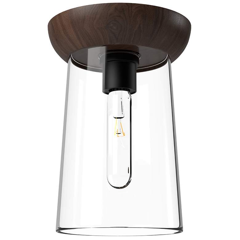 Image 1 Alora Mood Emil E26 7-in Matte Black/Walnut Flush Mount