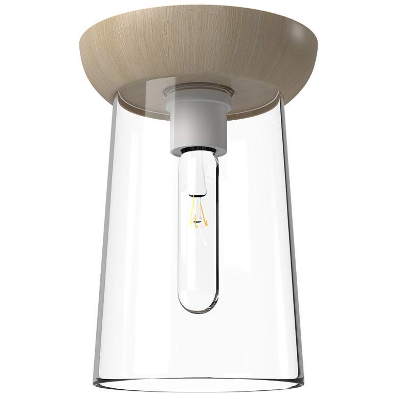 Image 1 Alora Mood Emil E26 7-in White/White Oak Flush Mount