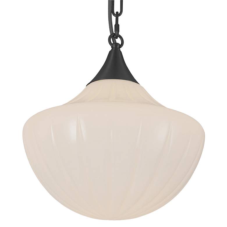 Image 5 Alora Mood Farrah E26 3-Light Matte Black/Glossy Ribbed Opal Pendant more views