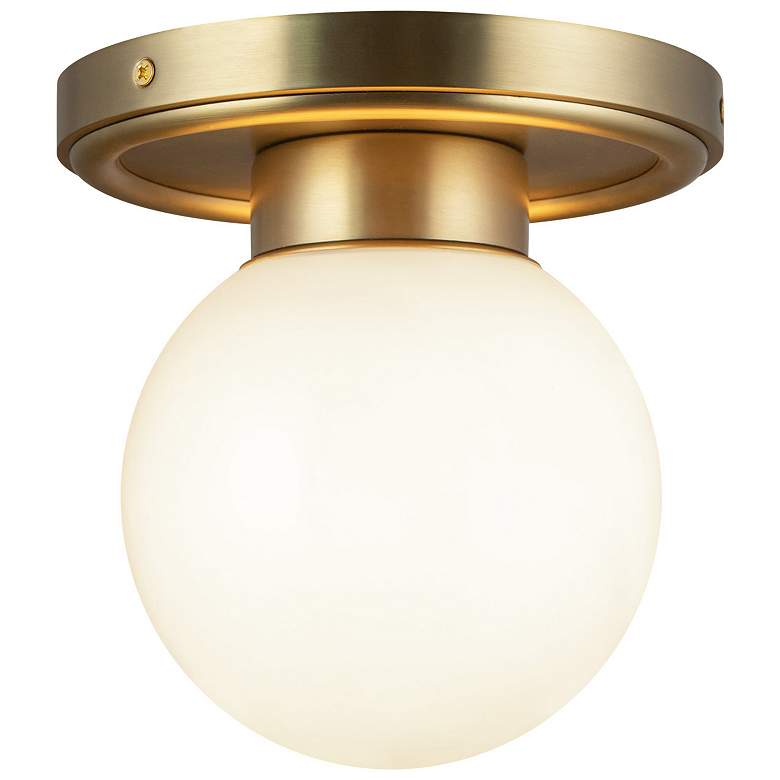 Image 1 Alora Mood Fiore E12 6-in Brushed Gold/Glossy Opal Glass Semi-Flush Mount