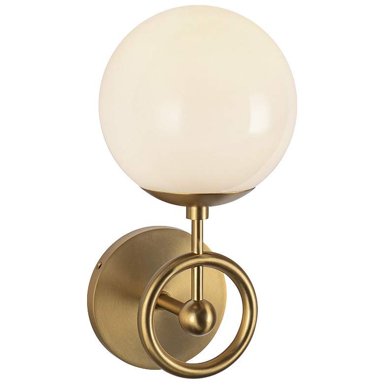 Image 1 Alora Mood Fiore E12 6-in Brushed Gold/Glossy Opal Glass Wall Vanity