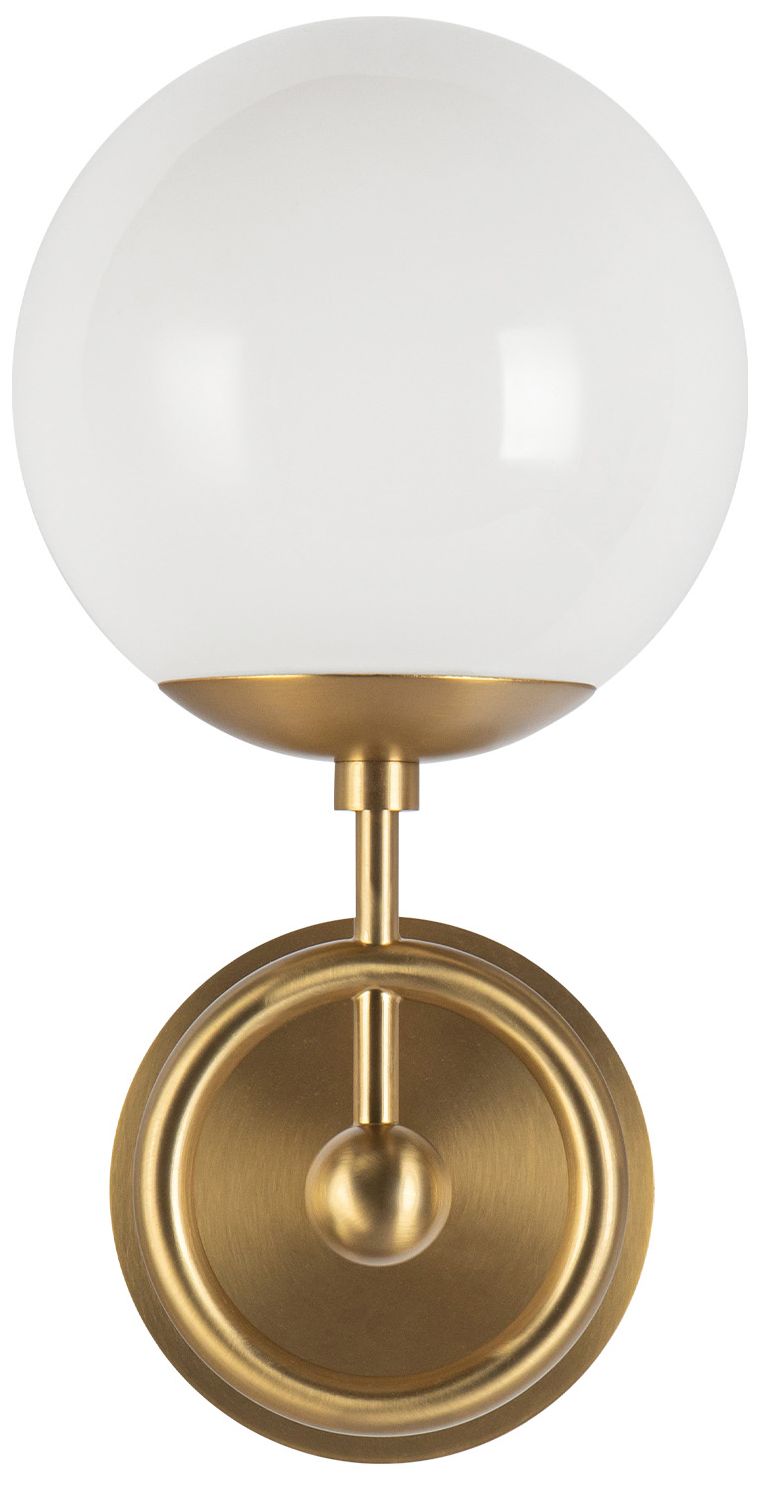 Image 4 Alora Mood Fiore E12 6-in Brushed Gold/Glossy Opal Glass Wall Vanity more views