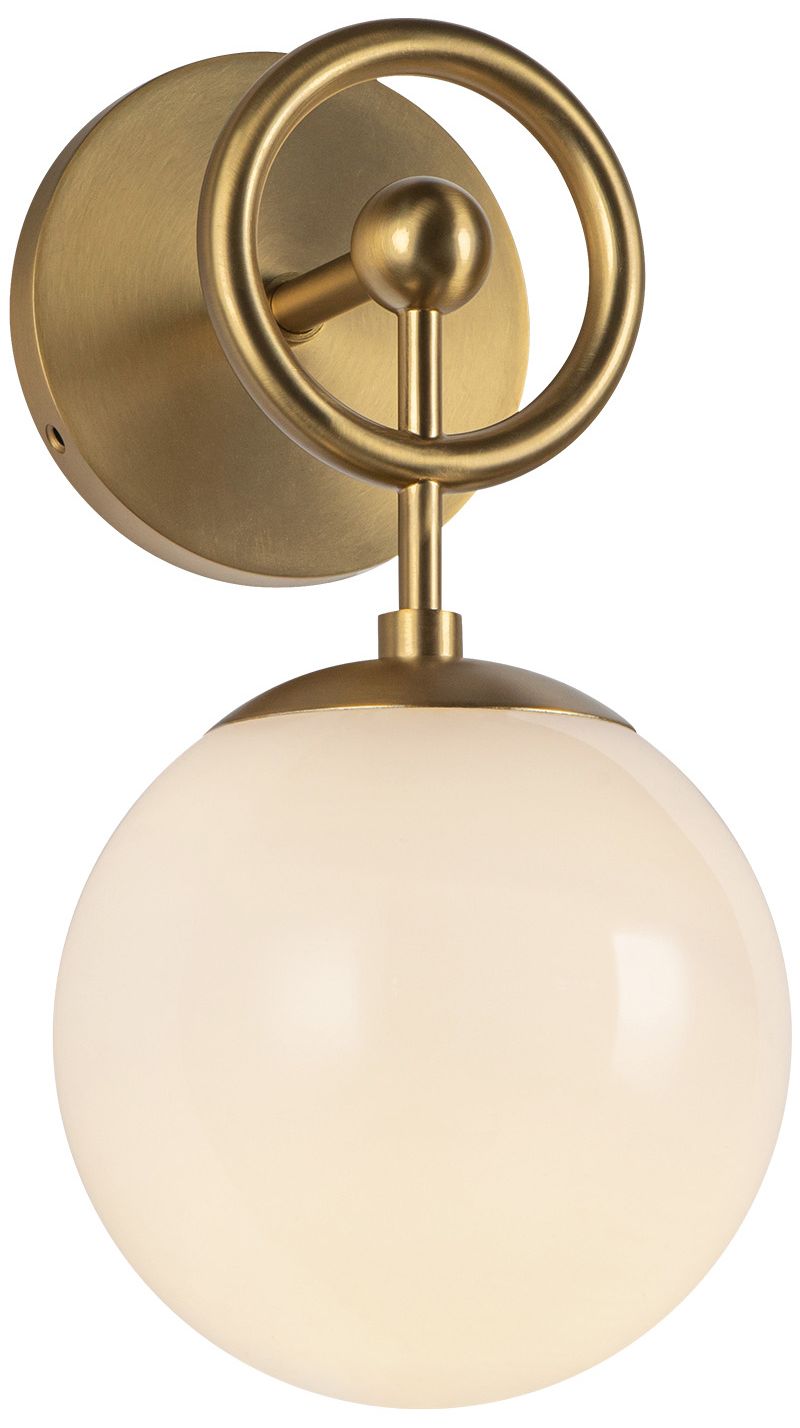 Image 7 Alora Mood Fiore E12 6-in Brushed Gold/Glossy Opal Glass Wall Vanity more views