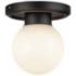Alora Mood Fiore E12 6-in Matte Black/Glossy Opal Glass Semi-Flush Mount