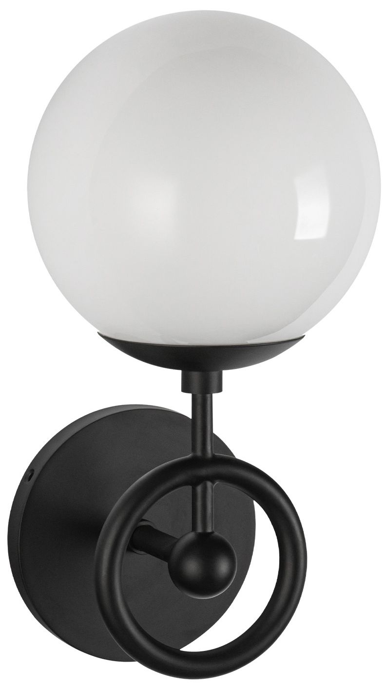 Image 2 Alora Mood Fiore E12 6-in Matte Black/Glossy Opal Glass Wall Vanity more views