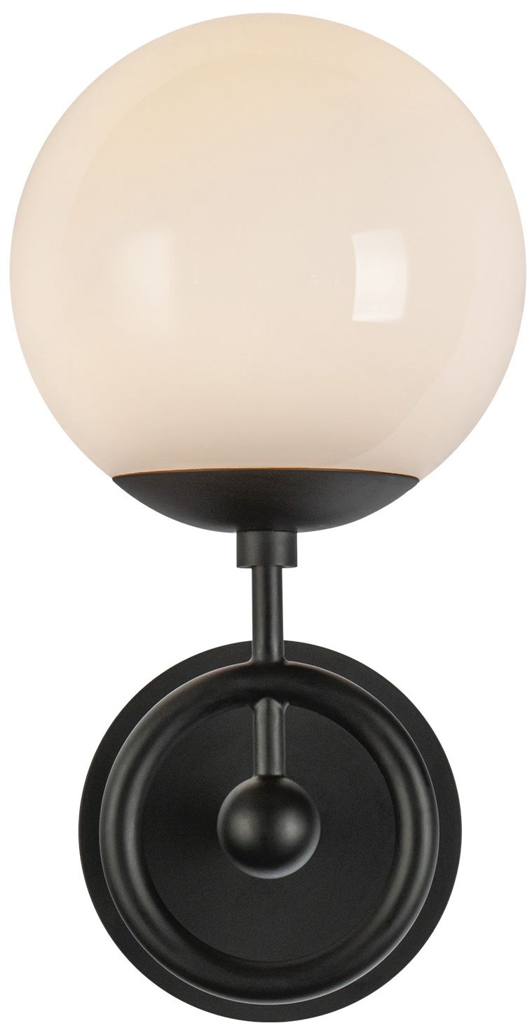 Image 3 Alora Mood Fiore E12 6-in Matte Black/Glossy Opal Glass Wall Vanity more views