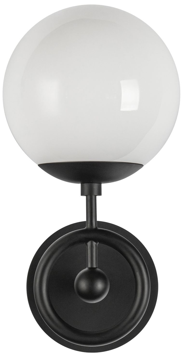 Image 4 Alora Mood Fiore E12 6-in Matte Black/Glossy Opal Glass Wall Vanity more views