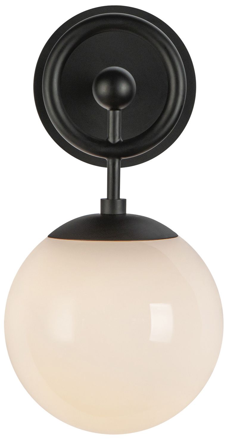 Image 5 Alora Mood Fiore E12 6-in Matte Black/Glossy Opal Glass Wall Vanity more views