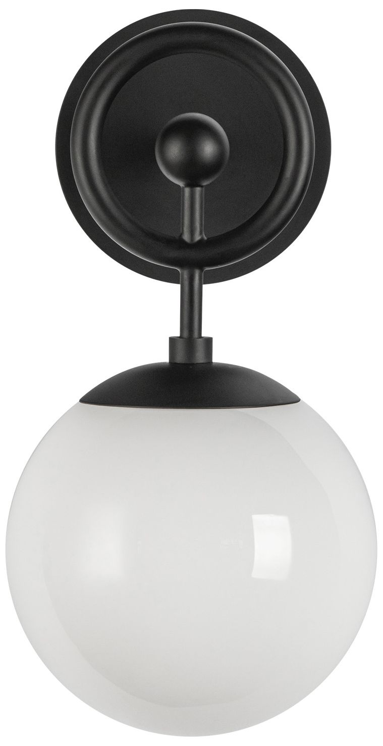 Image 6 Alora Mood Fiore E12 6-in Matte Black/Glossy Opal Glass Wall Vanity more views