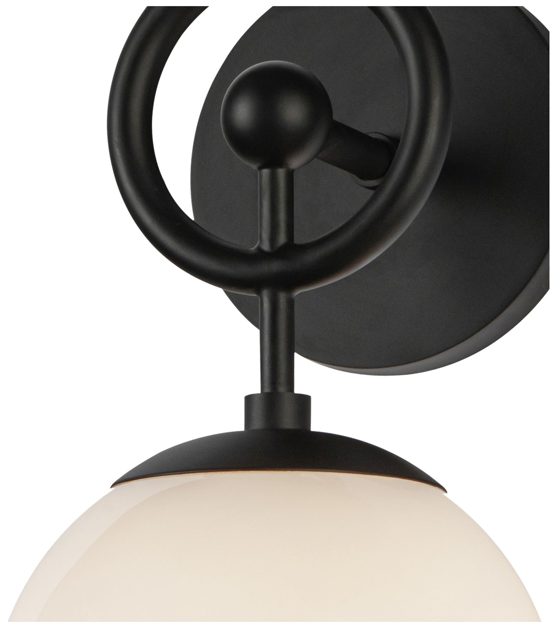 Alora Mood Fiore E12 6-in Matte Black/Glossy Opal Glass Wall Vanity