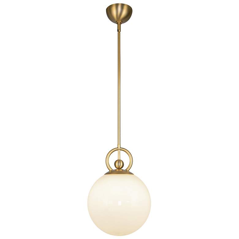 Image 1 Alora Mood Fiore E26 10-in Brushed Gold/Glossy Opal Glass Pendant