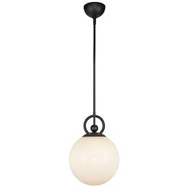 Image1 of Alora Mood Fiore E26 10-in Matte Black/Glossy Opal Glass Pendant
