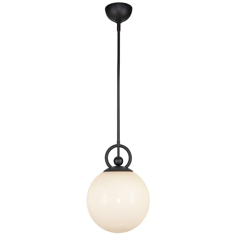Image 1 Alora Mood Fiore E26 10-in Matte Black/Glossy Opal Glass Pendant