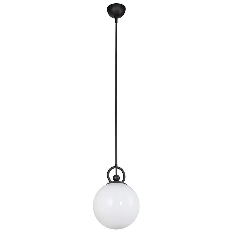 Image 4 Alora Mood Fiore E26 10-in Matte Black/Glossy Opal Glass Pendant more views