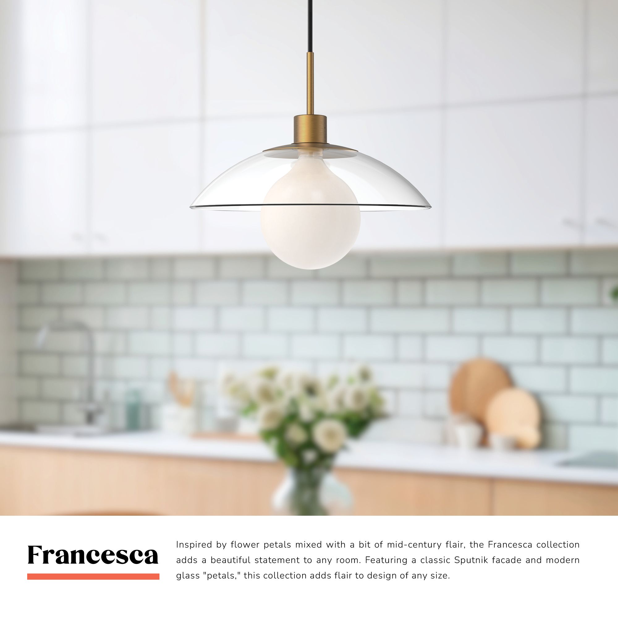 Image 3 Alora Mood Francesca E26 12-in Aged Gold/Clear Glass Pendant more views