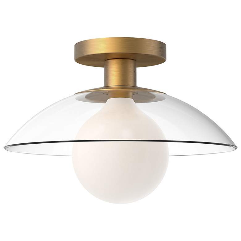Image 1 Alora Mood Francesca E26 12-in Aged Gold/Clear Glass Semi-Flush Mount