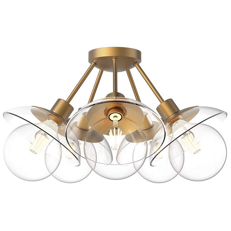 Image 1 Alora Mood Francesca E26 20-in Aged Gold/Clear Glass Semi-Flush Mount