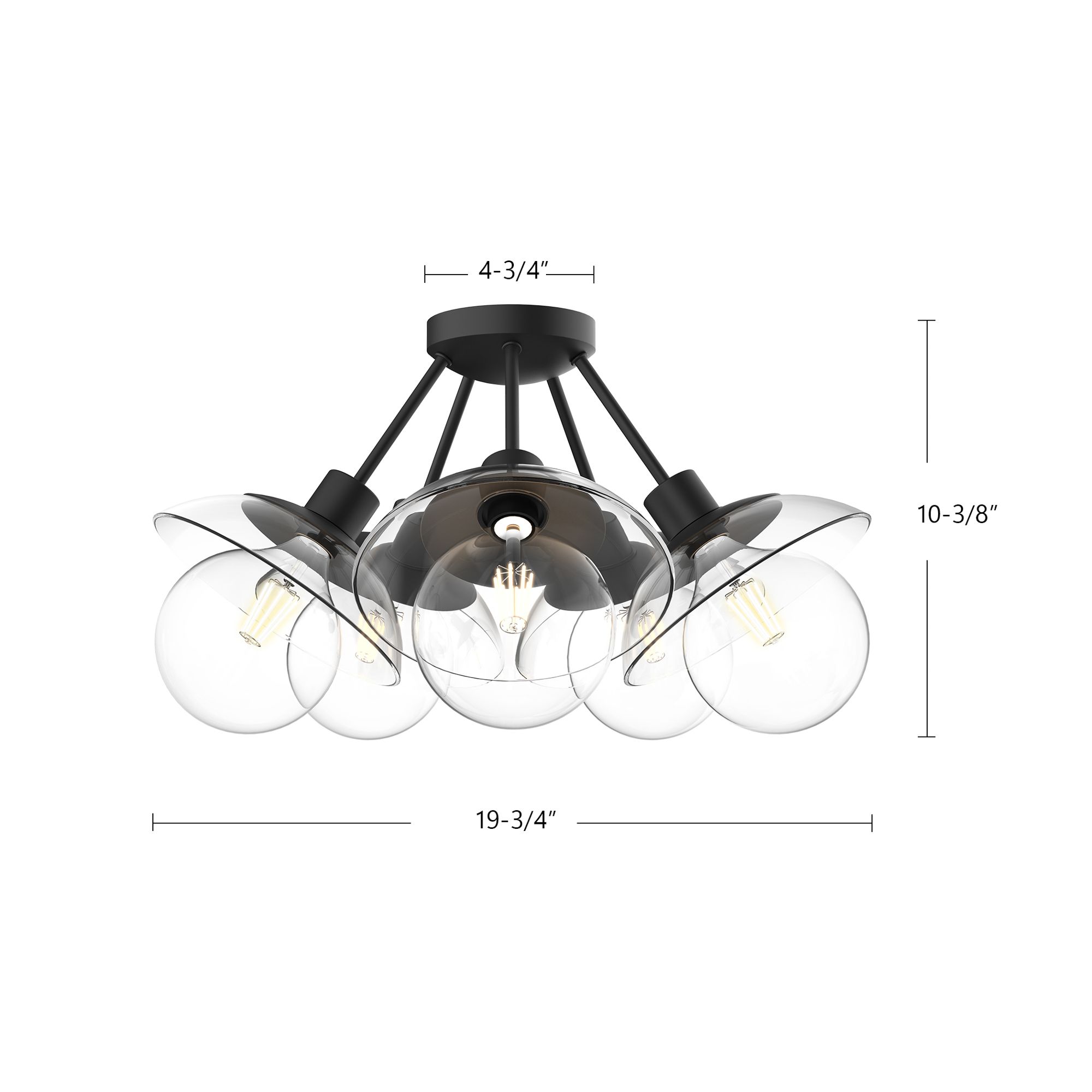Image 6 Alora Mood Francesca E26 20-in Clear Glass/Matte Black Semi-Flush Mount more views