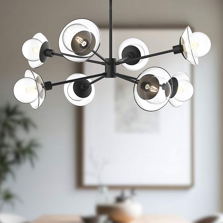 Image 1 Alora Mood Francesca E26 40-in Clear Glass/Matte Black 8 Lights Chandeliers