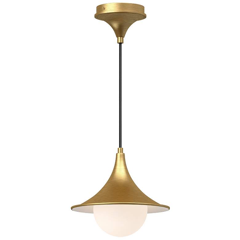 Image 1 Alora Mood Fuji E26 9-in Brushed Gold/Opal Matte Glass Pendant