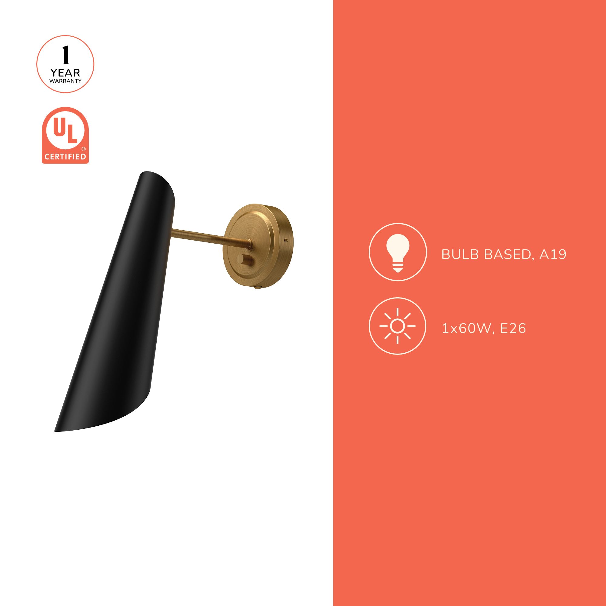 Image 4 Alora Mood Gabriel E26 5-in Aged Gold/White Wall Vanity more views