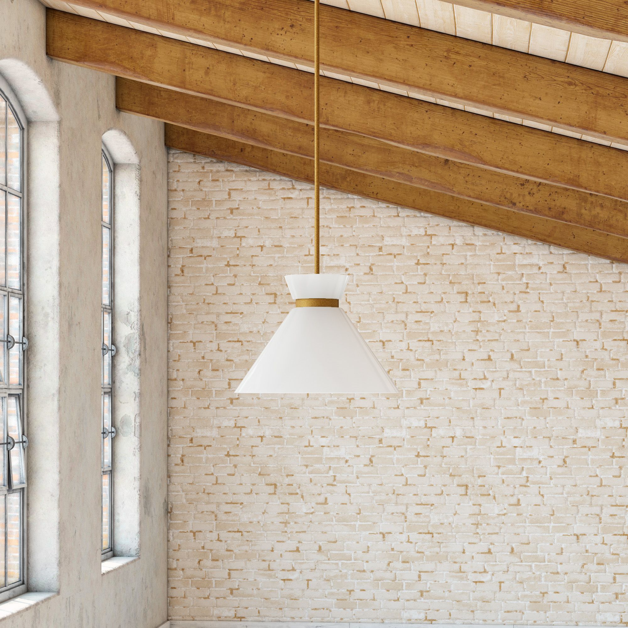 Image 3 Alora Mood Halston E12 8-in Brushed Gold/Glossy Opal Glass Pendant more views