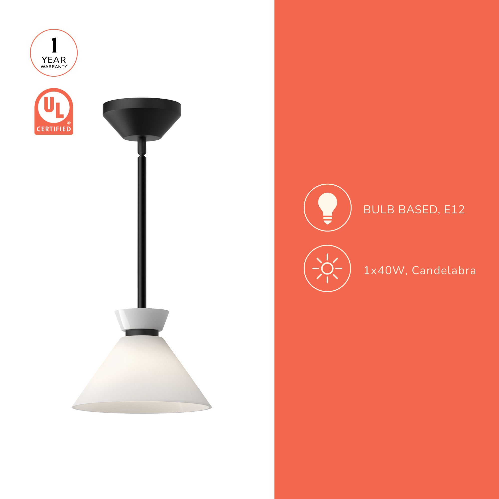 Image 5 Alora Mood Halston E12 8-in Brushed Gold/Glossy Opal Glass Pendant more views