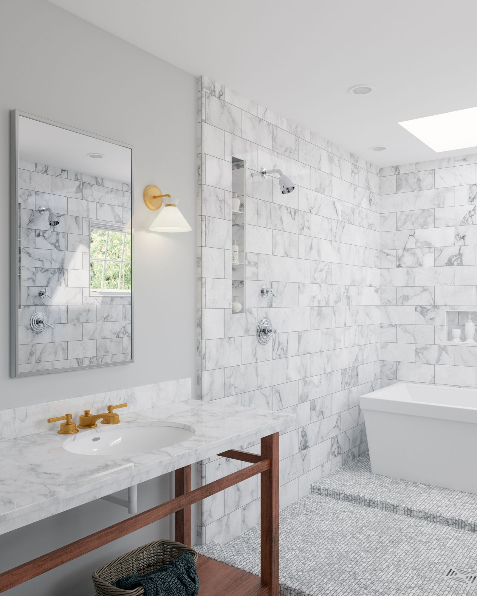 Image 3 Alora Mood Halston E12 8-in Brushed Gold/Glossy Opal Glass Wall Vanity more views