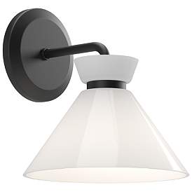 Image1 of Alora Mood Halston E12 8-in Glossy Opal Glass/Matte Black Wall Vanity