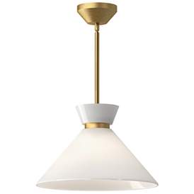 Image1 of Alora Mood Halston E26 14-in Brushed Gold/Glossy Opal Glass Pendant